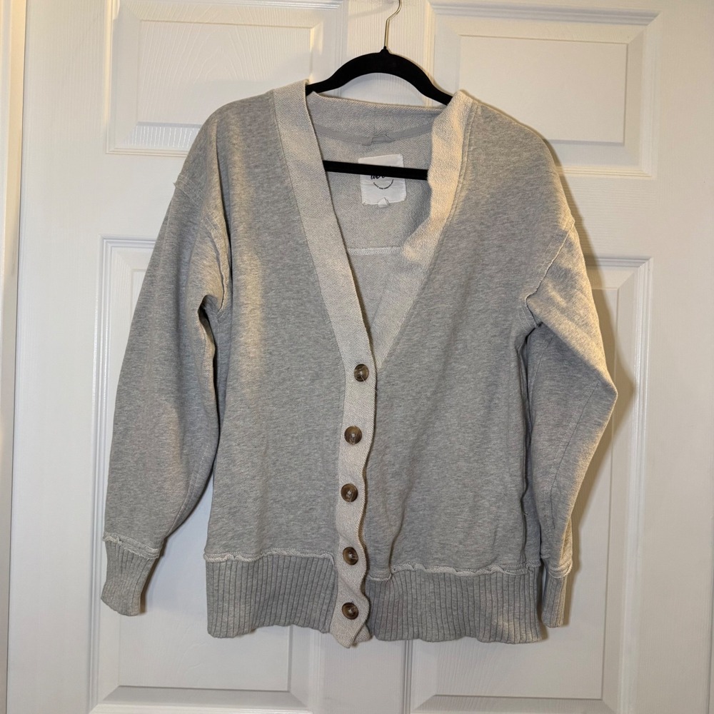 Aerie Sweatshirt Cardigan Heather Gray XS Relaxed Loungewear Athleisure
